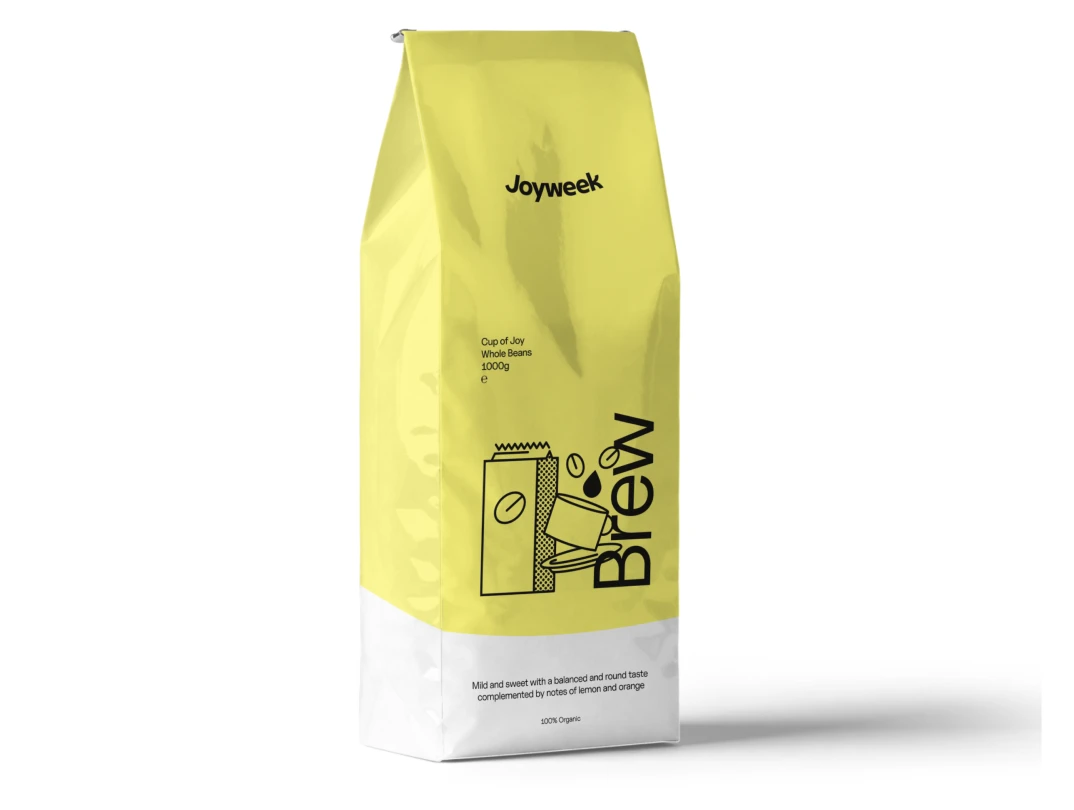 Förpackning med Cup of Joy Brew kaffebönor från Joyweek, 1 kg